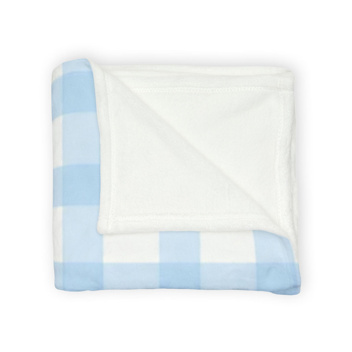 Personalised Baby Blue Gingham Fleece Pet Blanket (Pet Name)