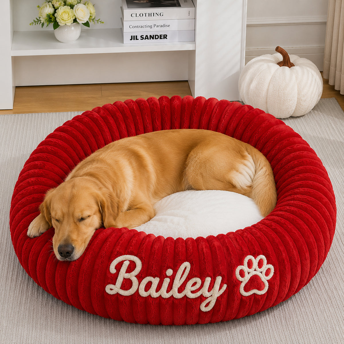 Personalised Embroidered Round Pet Bed (Pet Name)
