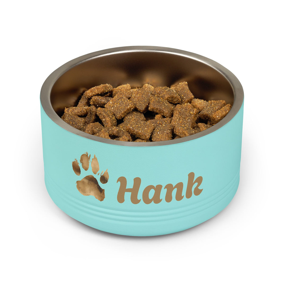 Gold Paw Personalised Pet Bowl – Paw Print Stainless Steel Dog & Cat Bowl (Pet Name)