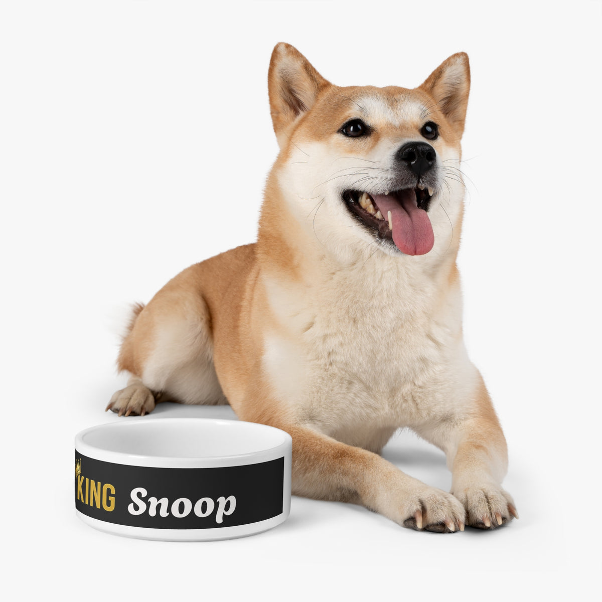 KING Personalised Pet Bowl – Black & White Ceramic Bowl (Pet Name)