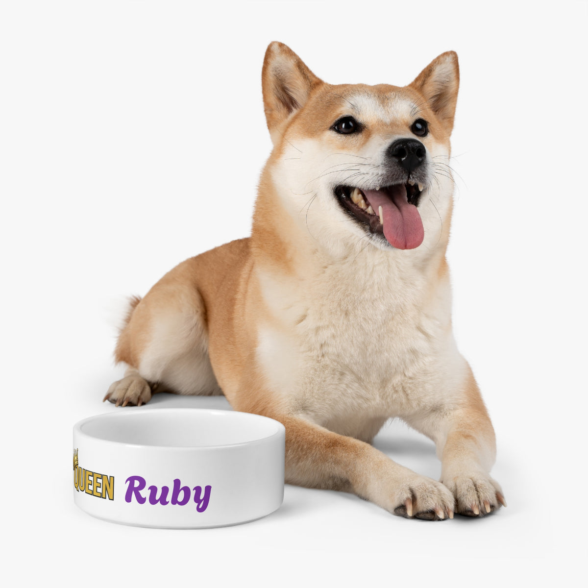 QUEEN Personalised Pet Bowl – White Queen Range Ceramic Bowl (Pet Name)
