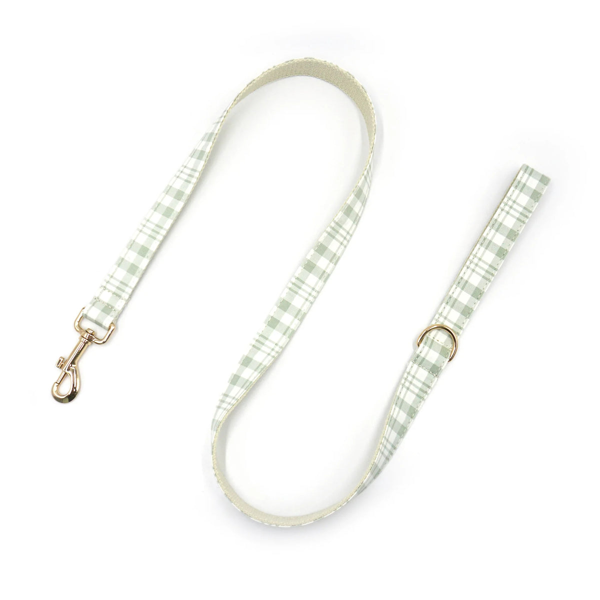 Personalised Plaid Dog Collar with Gold Buckle & Matching Leash (Pet Name & Phone)