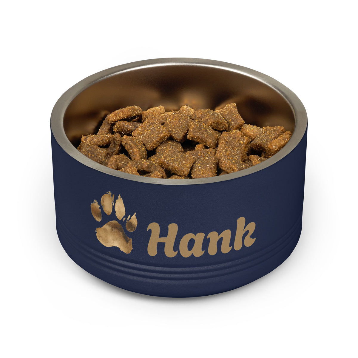 Gold Paw Personalised Pet Bowl – Paw Print Stainless Steel Dog & Cat Bowl (Pet Name)