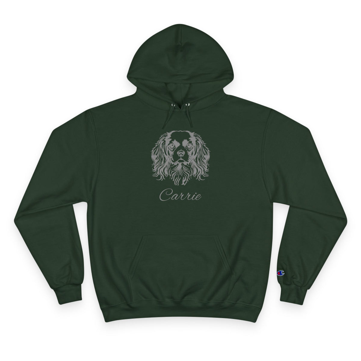 King Charles Cavalier - Personalised Champion® Hoodie (Grey King Charles Cavalier & Personalised Pet Name)