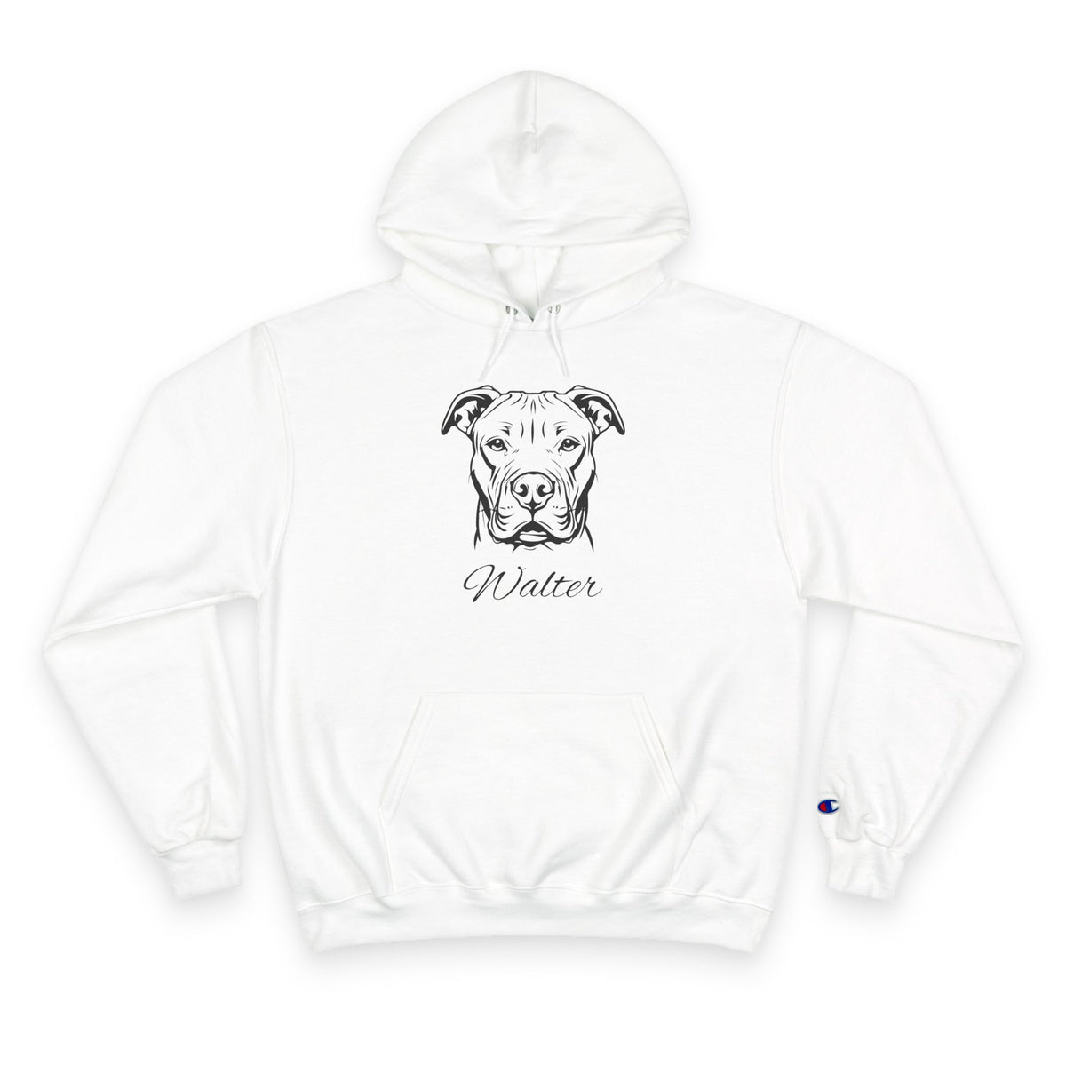 Staffy - Personalised Champion® Hoodie (Black Staffordshire Bull Terrier & Personalised Pet Name)