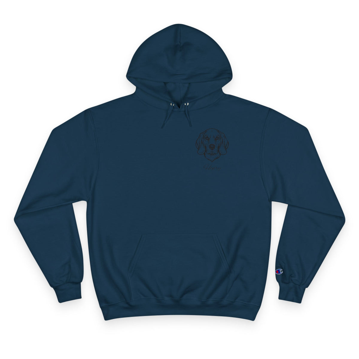 Beagle - Personalised Champion® Hoodie (Small Black Beagle & Personalised Pet Name)