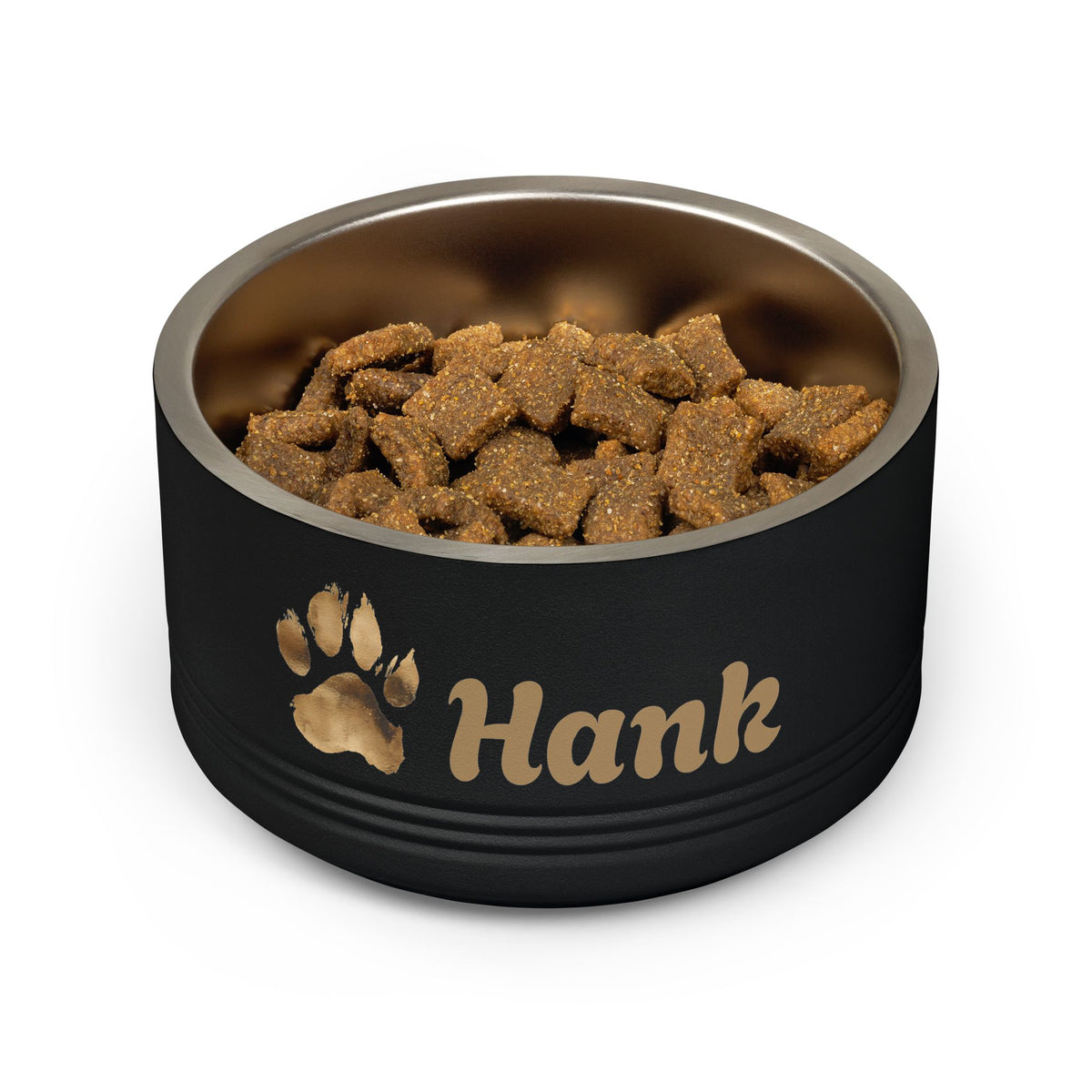 Gold Paw Personalised Pet Bowl – Paw Print Stainless Steel Dog & Cat Bowl (Pet Name)