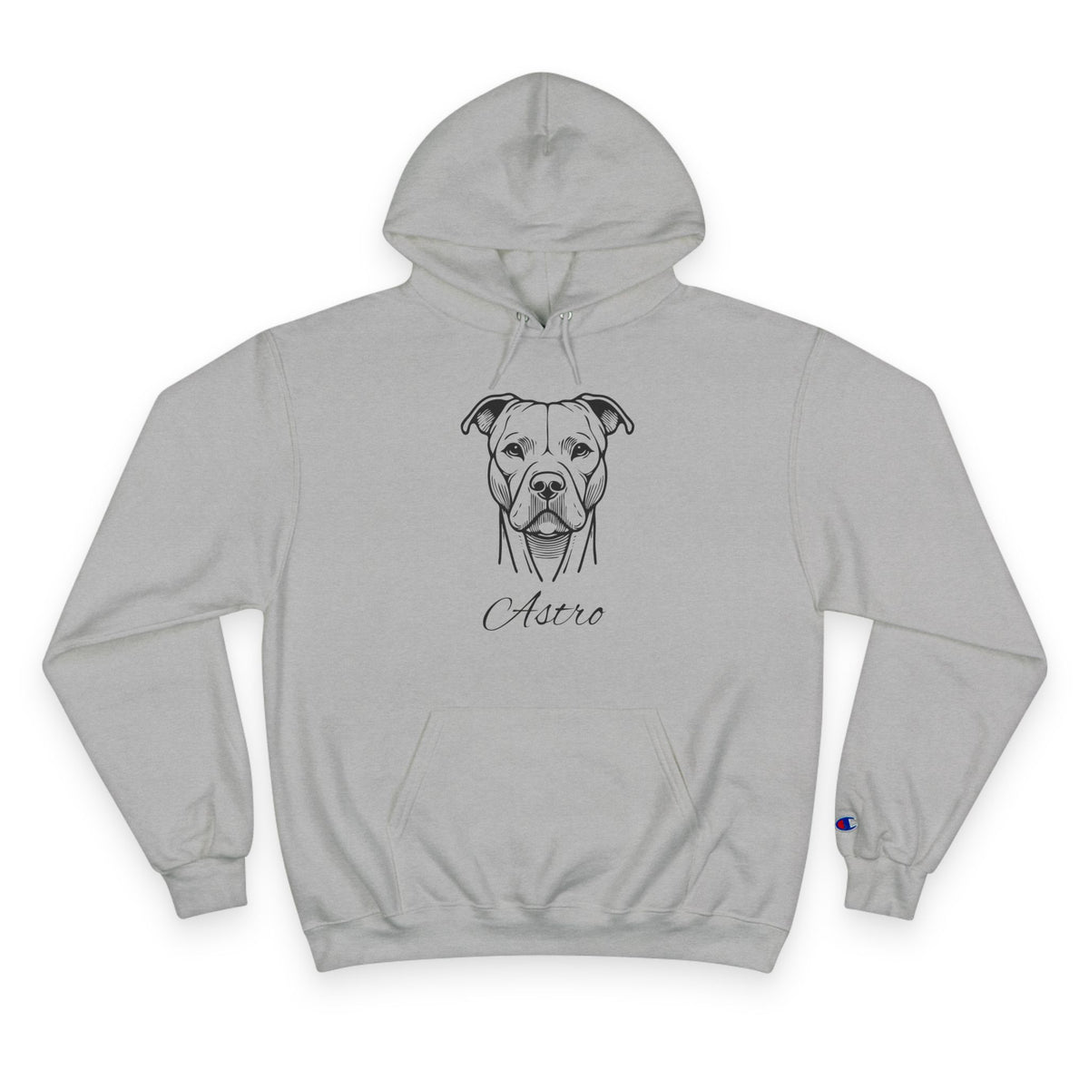 Pit Bull - Personalised Champion® Hoodie (Black Pit Bull & Personalised Pet Name)