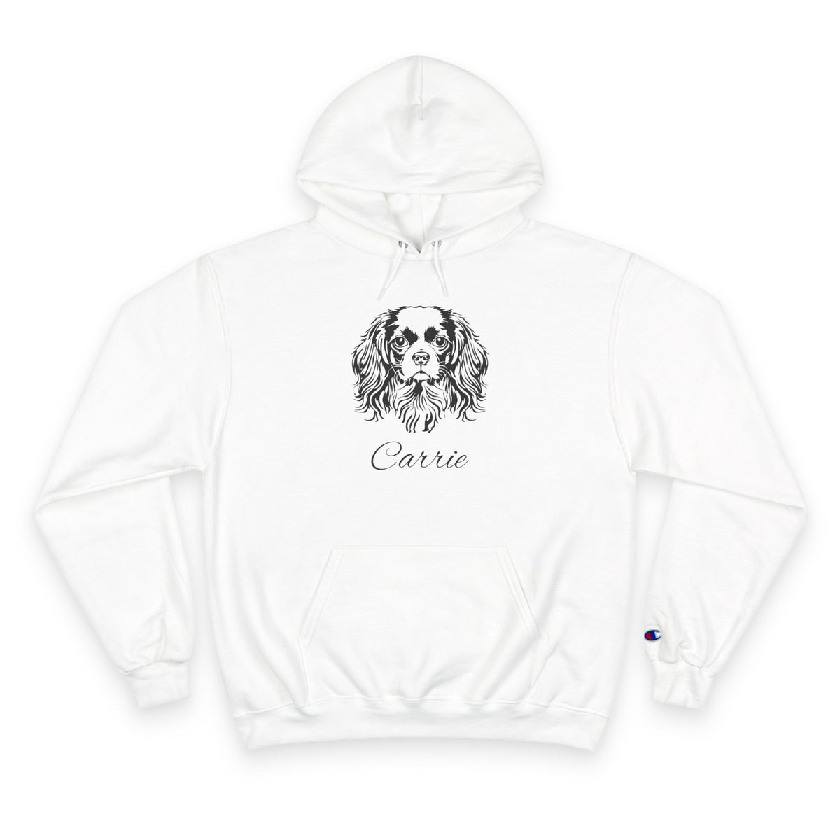 King Charles Cavalier - Personalised Champion® Hoodie (Black King Charles Cavalier & Personalised Pet Name)