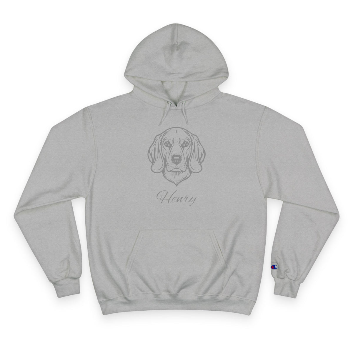 Beagle - Personalised Champion® Hoodie (Grey Beagle & Personalised Pet Name)