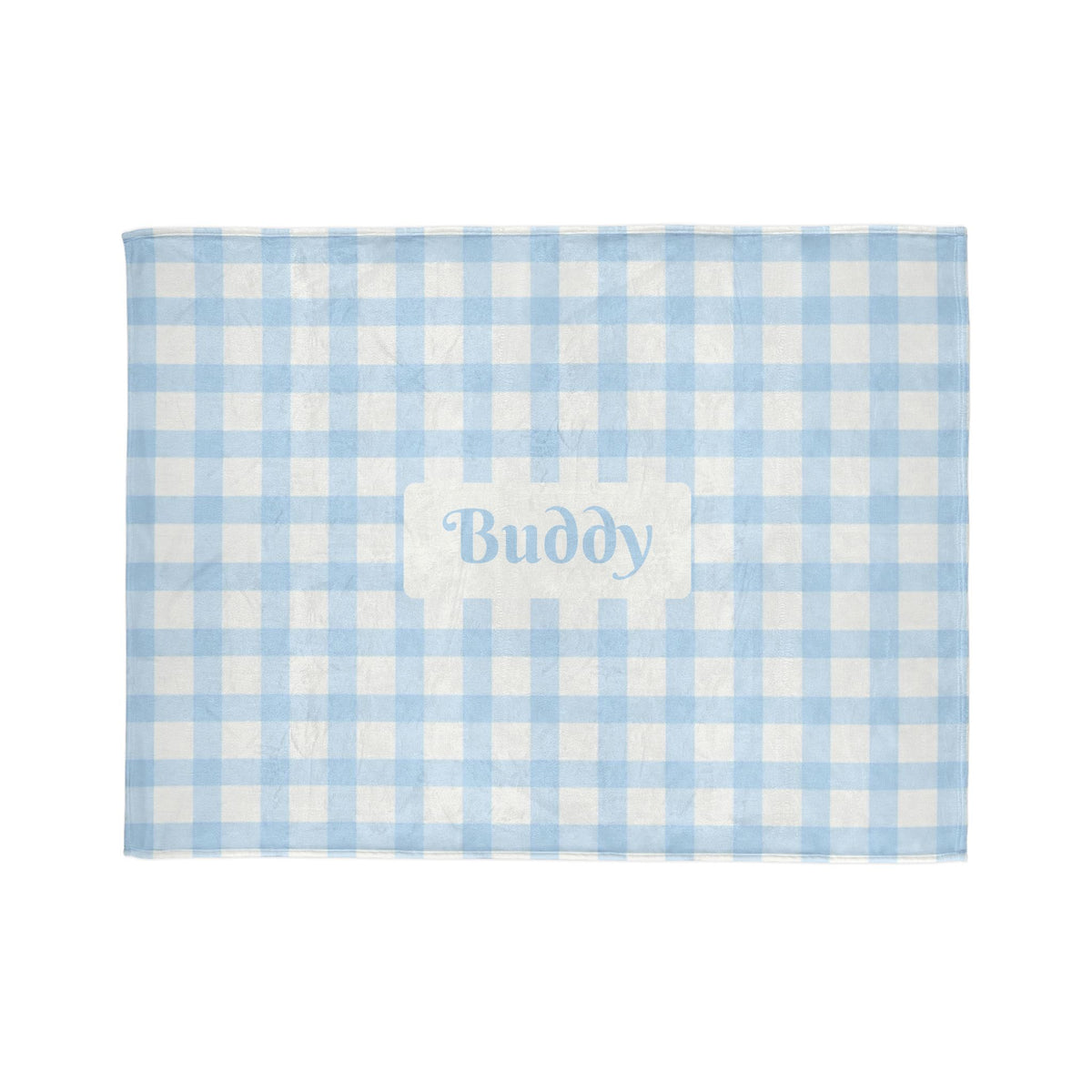 Personalised Baby Blue Gingham Fleece Pet Blanket (Pet Name)