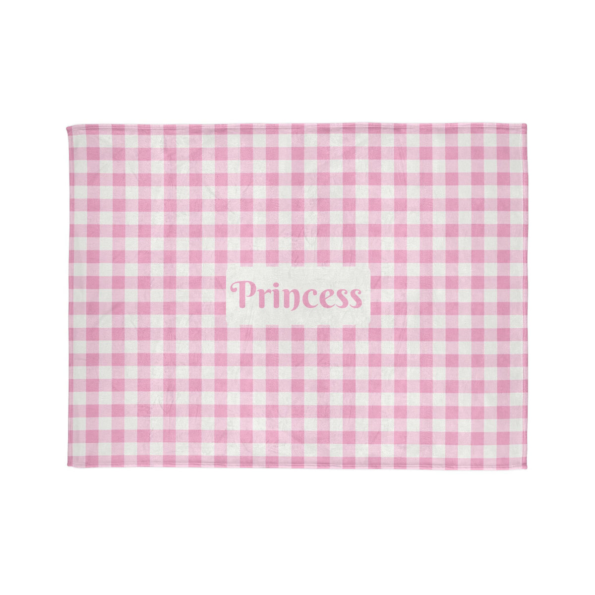 Personalised Baby Pink Gingham Fleece Pet Blanket (Pet Name)