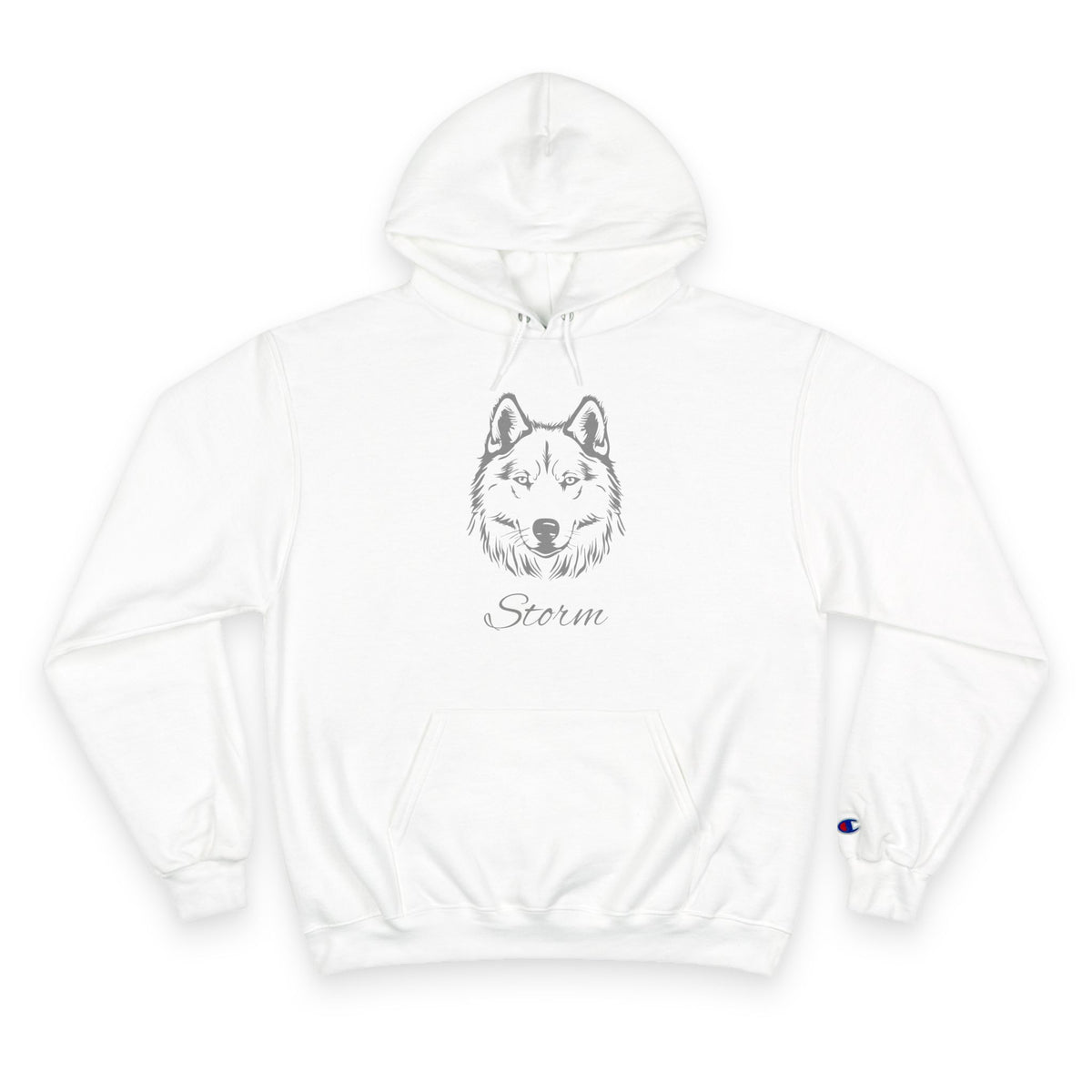 Husky - Personalised Champion® Hoodie (Grey Husky & Personalised Pet Name)