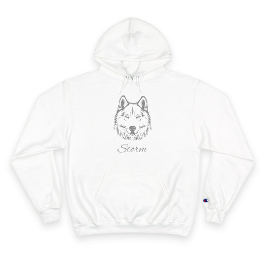 Husky - Personalised Champion® Hoodie (Grey Husky & Personalised Pet Name)