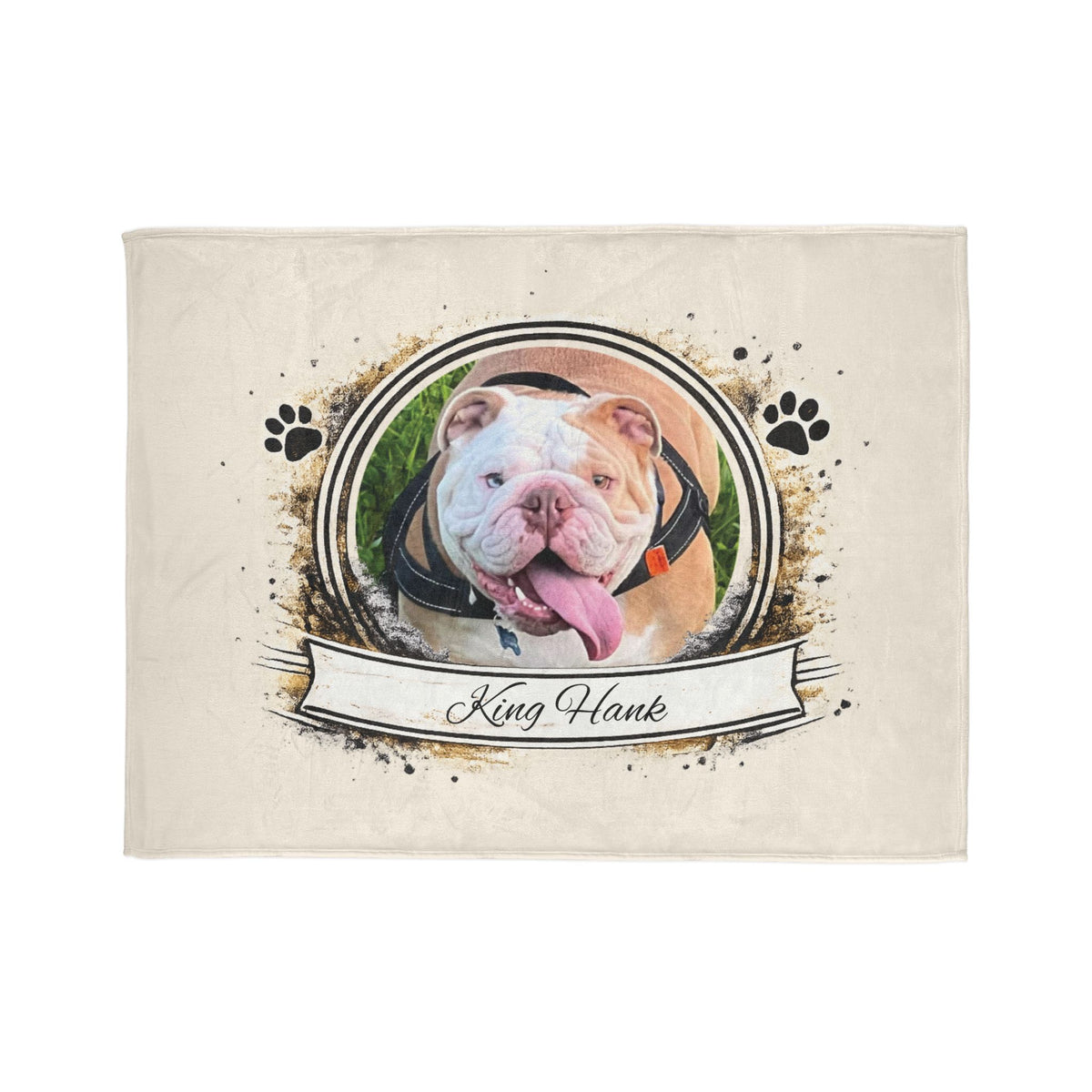 Personalised Rustic Design, Fleece Pet Blanket (Pet Name & Photo)