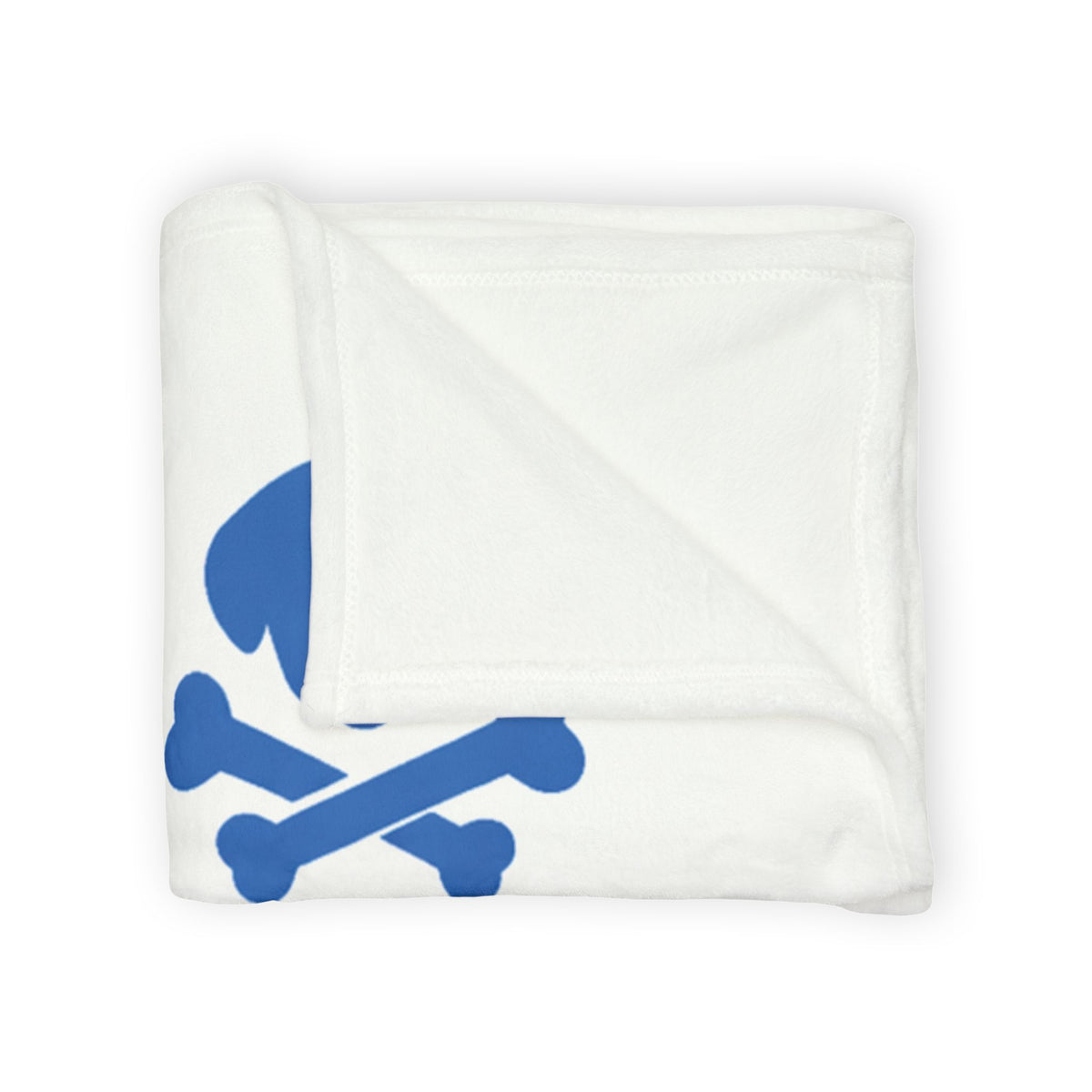 Personalised Fleece Pet Blanket, White with Blue Dog Cross Bone (Pet Name)