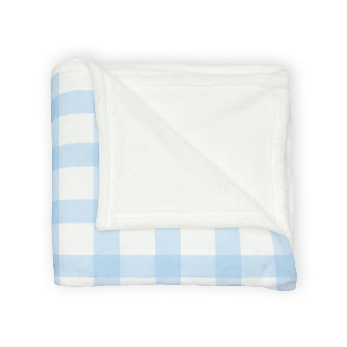 Personalised Baby Blue Gingham Fleece Pet Blanket (Pet Name)