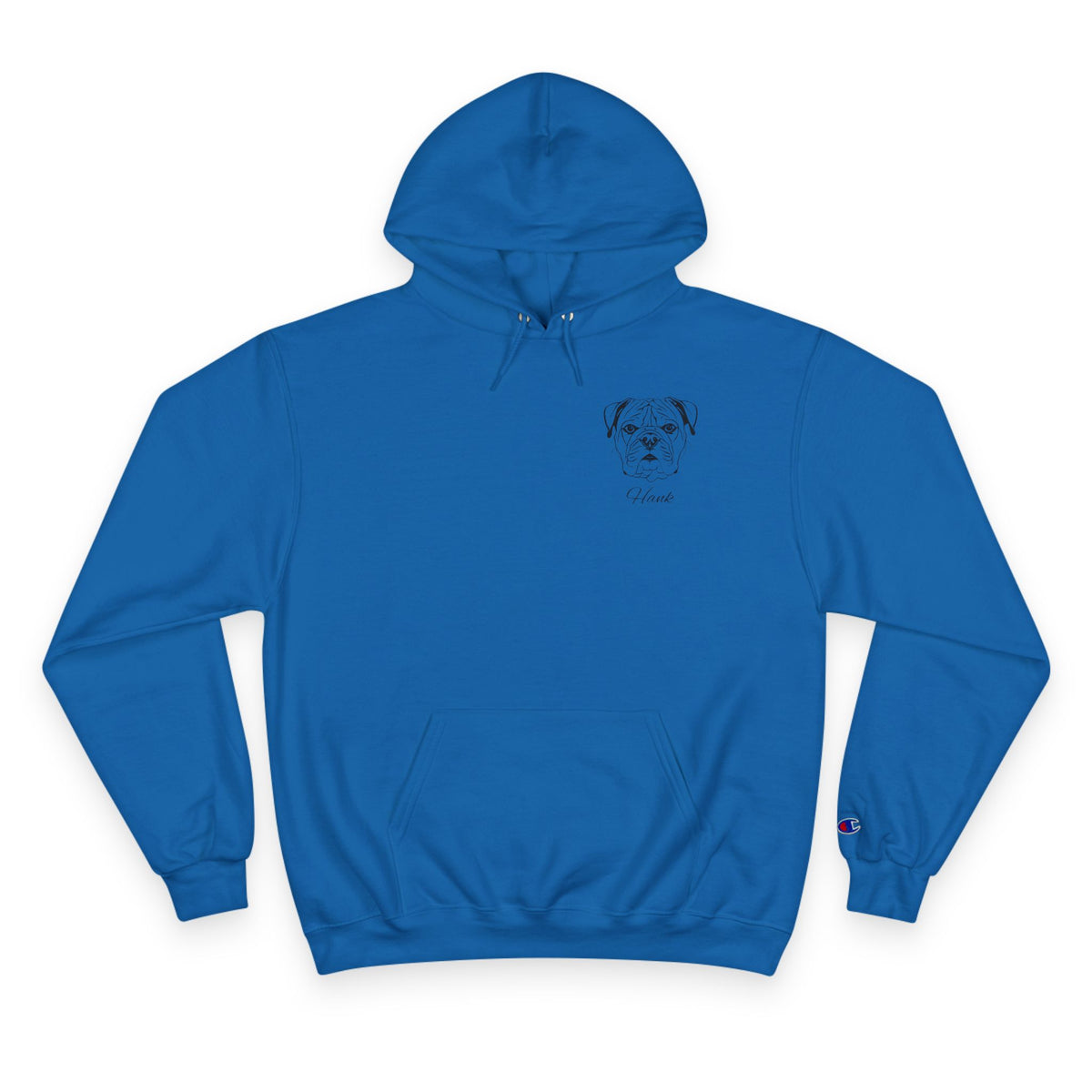 Bulldog - Personalised Champion® Hoodie (Small Black Bulldog & Personalised Pet Name)