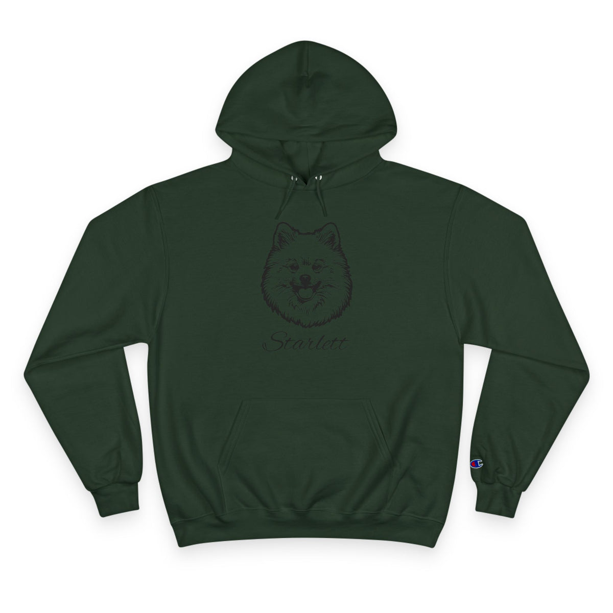 Pomeranian - Personalised Champion® Hoodie (Black Pomeranian & Personalised Pet Name)