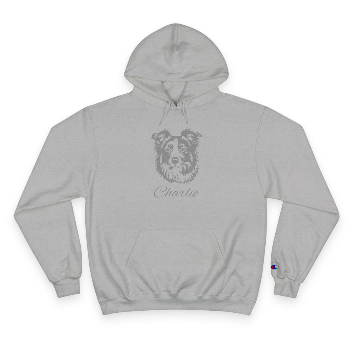 Border Collie  - Personalised Champion® Hoodie (Grey Border Collie & Personalised Pet Name)