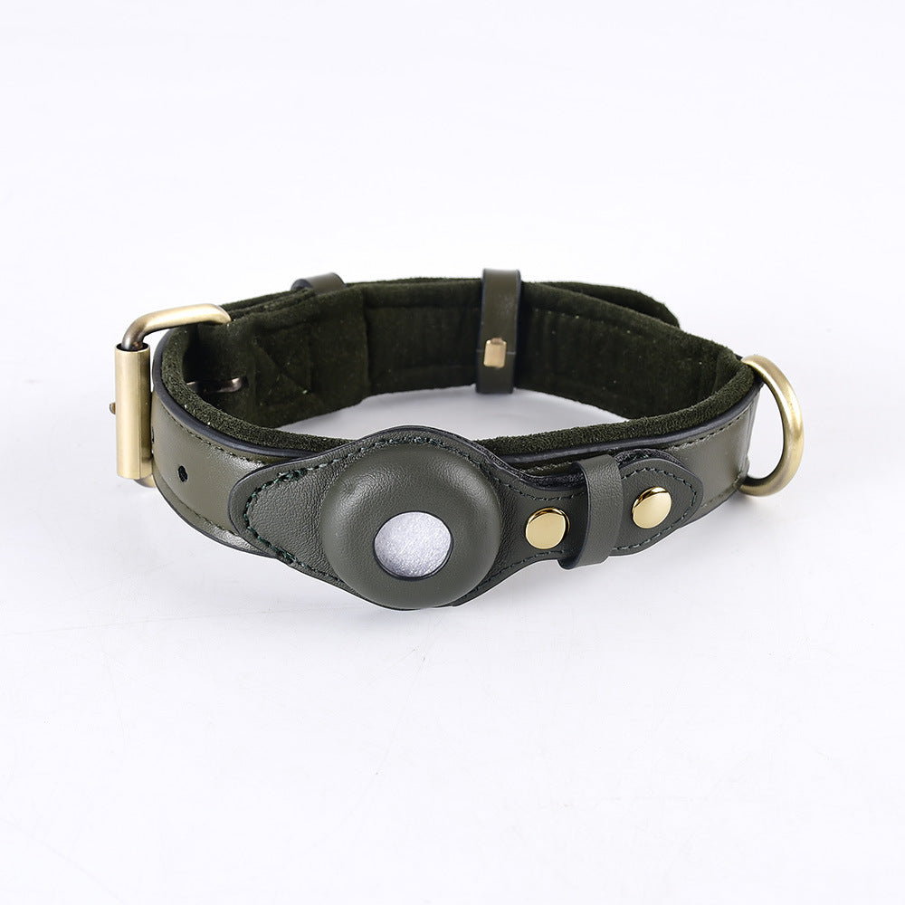 Personalised Premium Leather AirTag Dog Collar (Pet Name & Phone)