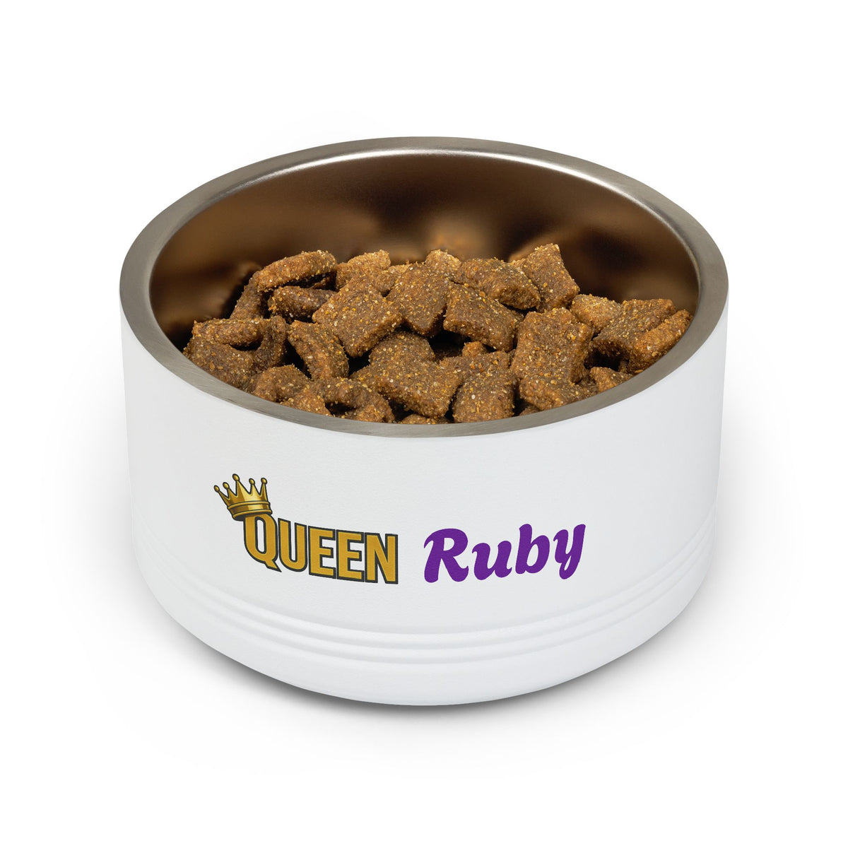 QUEEN Personalised Pet Bowl – Queen Range Stainless Steel Dog & Cat Bowl (Pet Name)