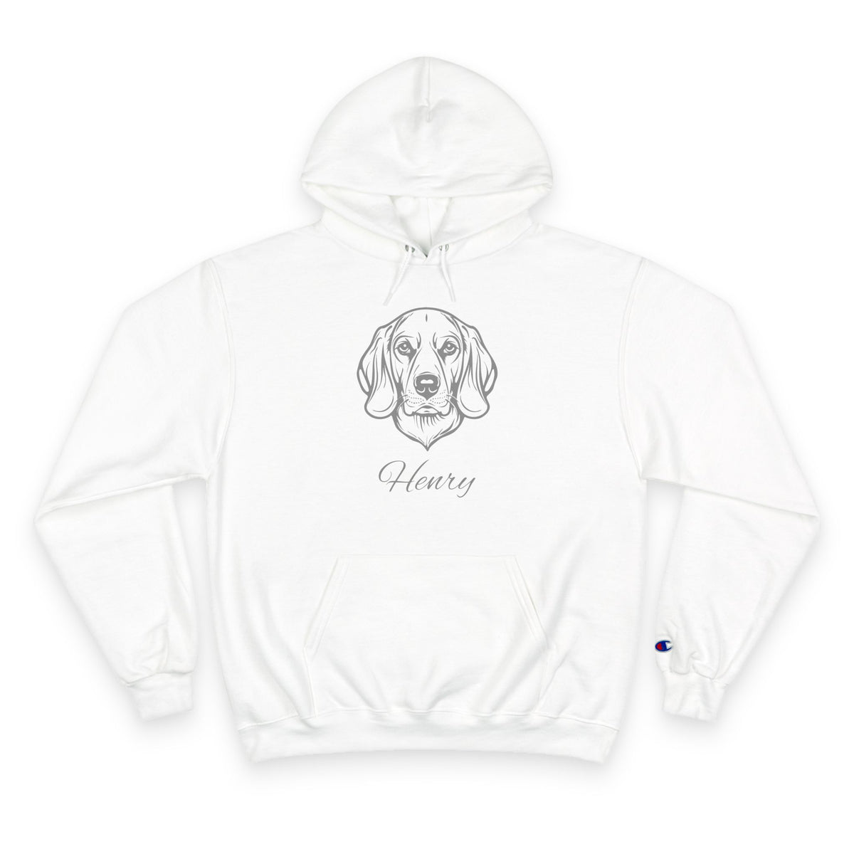 Beagle - Personalised Champion® Hoodie (Grey Beagle & Personalised Pet Name)
