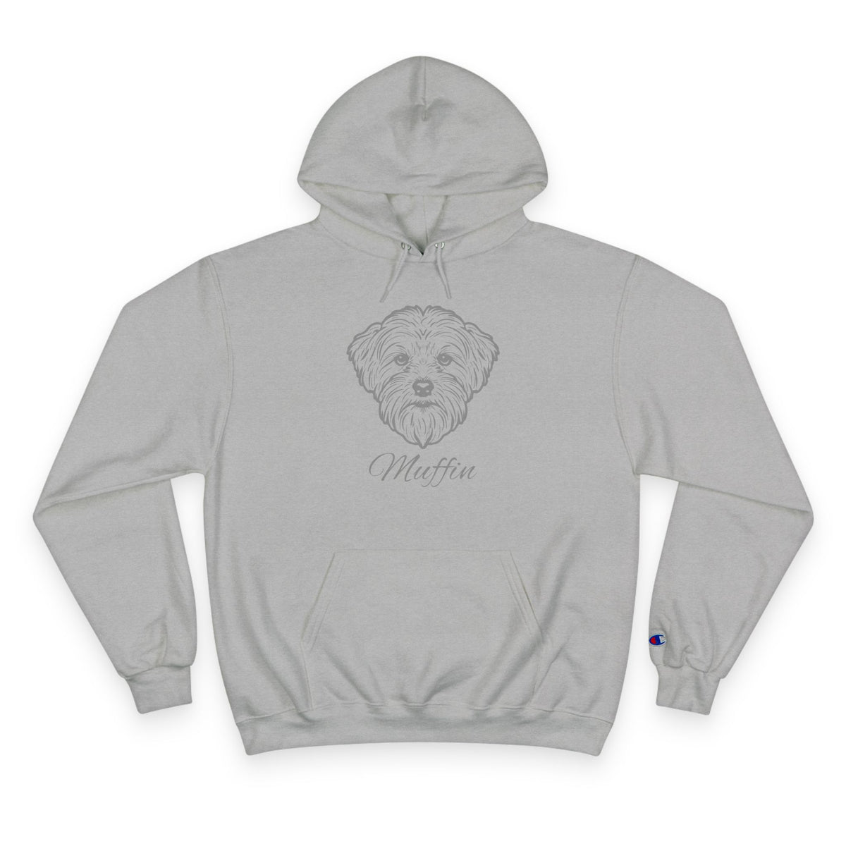 Maltese - Personalised Champion® Hoodie (Grey Maltese & Personalised Pet Name)