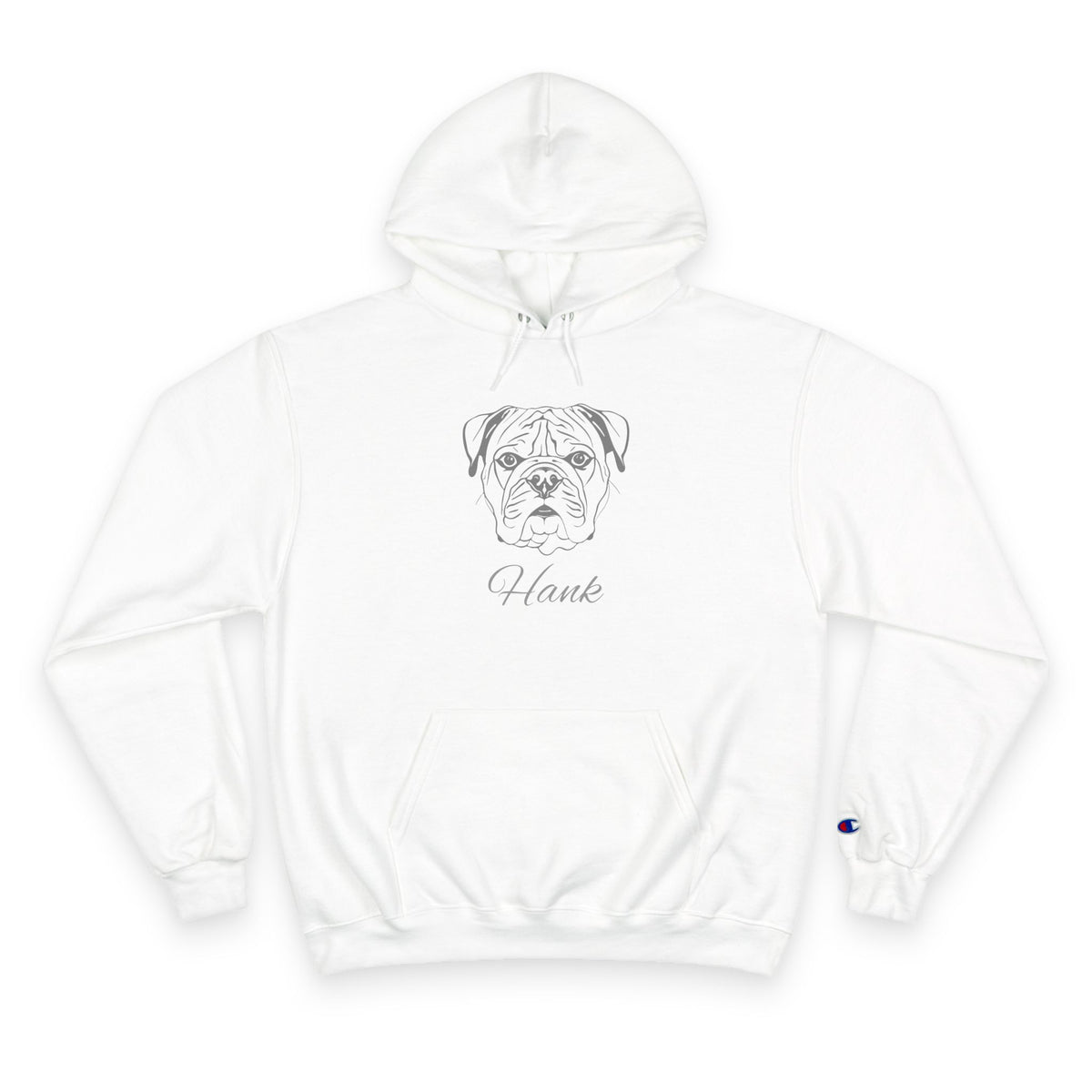 Bulldog - Personalised Champion® Hoodie (Grey Bulldog & Personalised Pet Name)