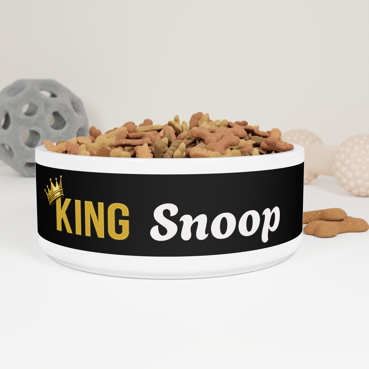 KING Personalised Pet Bowl – Black & White Ceramic Bowl (Pet Name)
