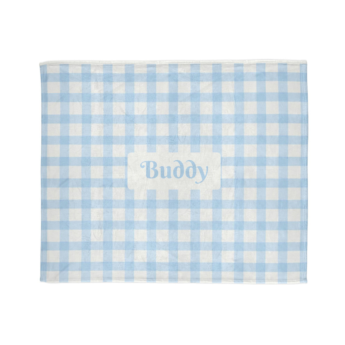 Personalised Baby Blue Gingham Fleece Pet Blanket (Pet Name)