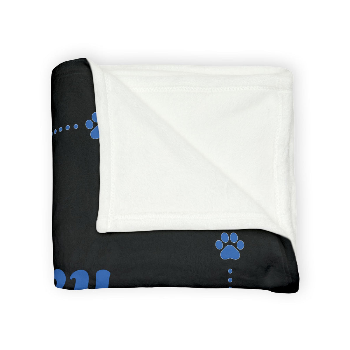 Personalised Fleece Pet Blanket, Black with Blue Dog Cross Bone (Pet Name)