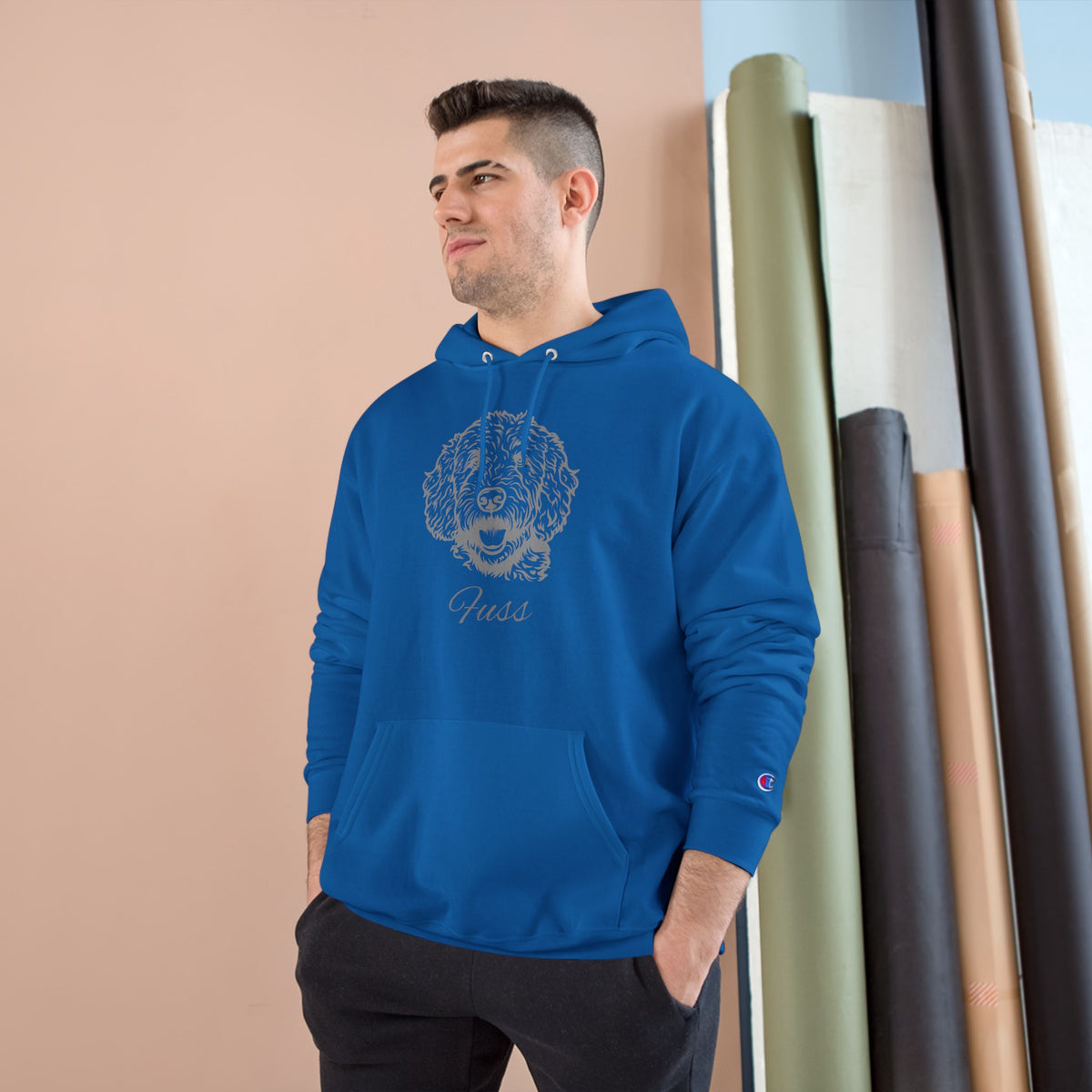 Groodle - Personalised Champion® Hoodie (Grey Groodle & Personalised Pet Name)