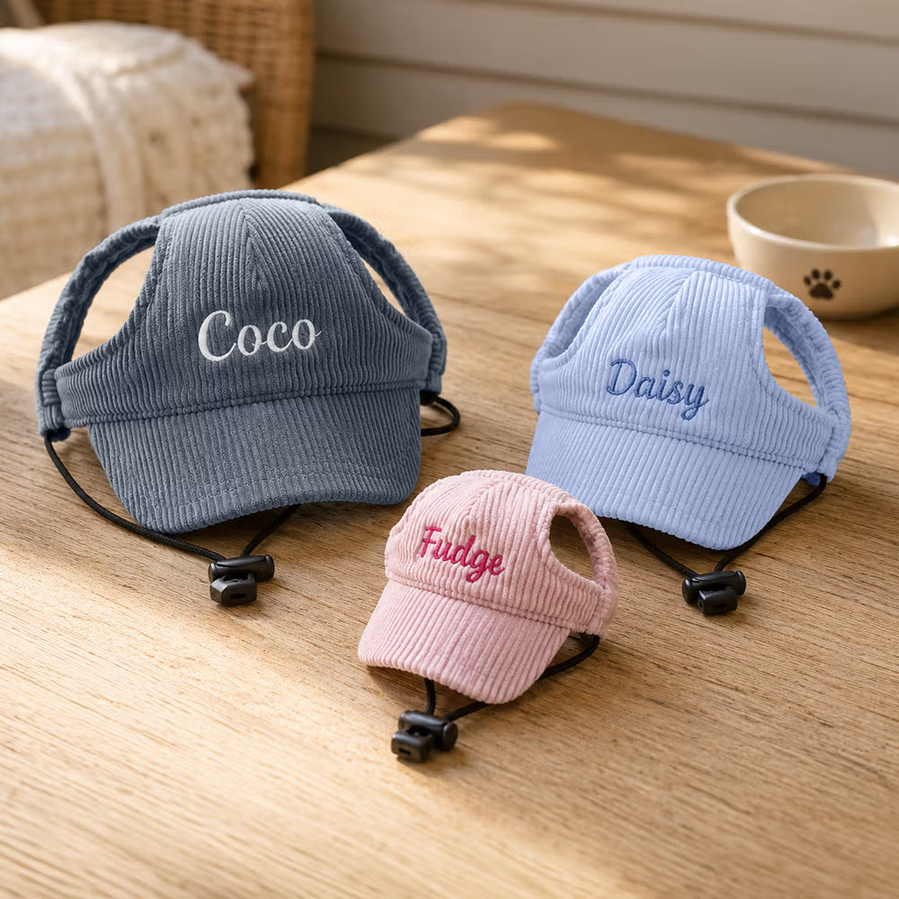 Personalised Corduroy Pet Visor with Embroidery (Pet Name)