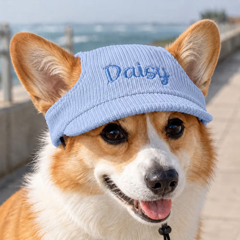 Personalised Corduroy Pet Visor with Embroidery (Pet Name)