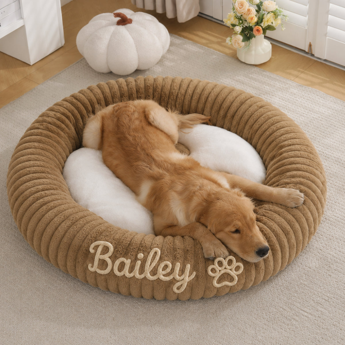 Personalised Embroidered Round Pet Bed (Pet Name)
