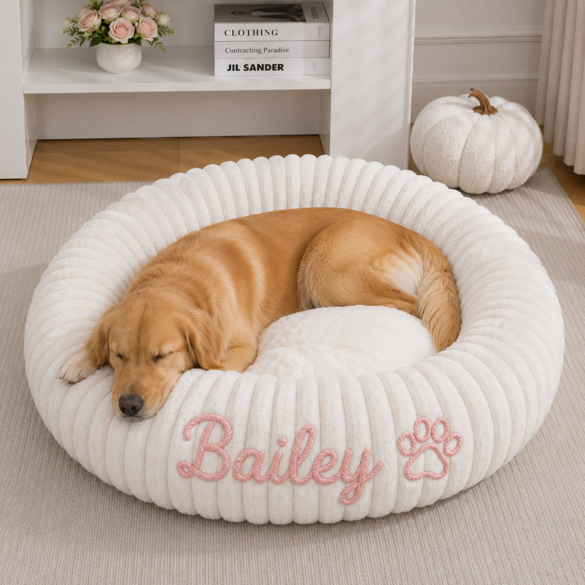 Personalised Embroidered Round Pet Bed (Pet Name)