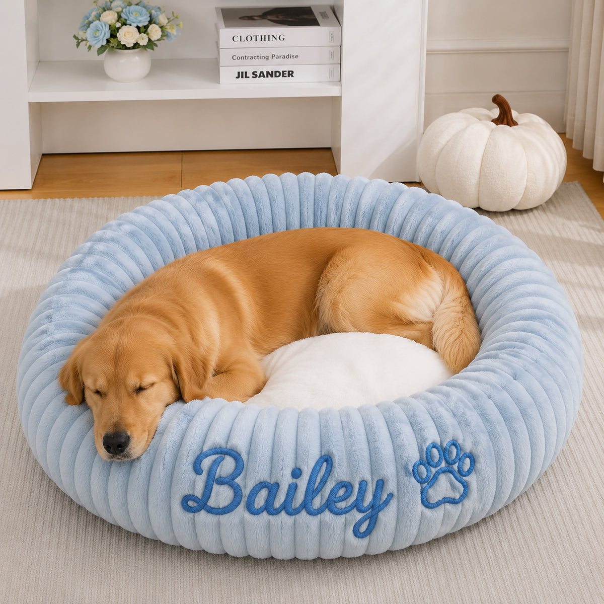 Personalised Embroidered Round Pet Bed (Pet Name)