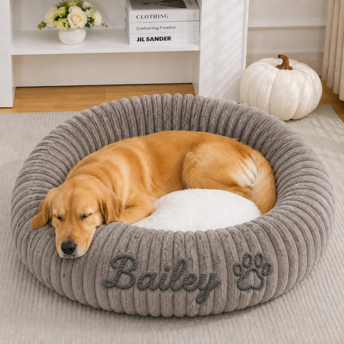 Personalised Embroidered Round Pet Bed (Pet Name)