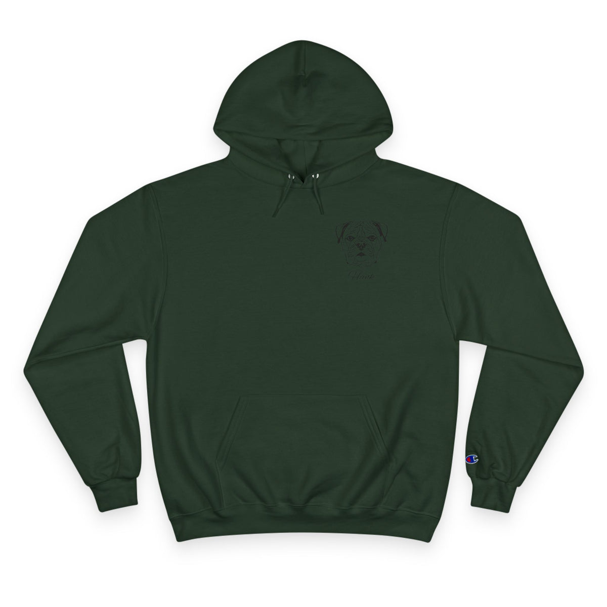 Bulldog - Personalised Champion® Hoodie (Small Black Bulldog & Personalised Pet Name)