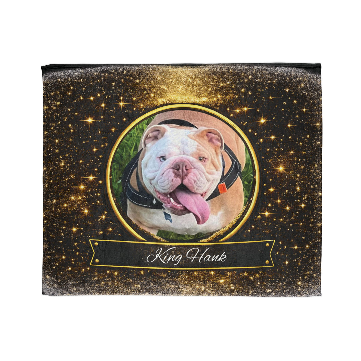 Personalised Golden Twilight Design, Fleece Pet Blanket (Pet Name & Photo)