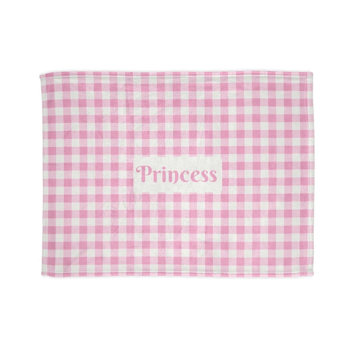 Personalised Baby Pink Gingham Fleece Pet Blanket (Pet Name)