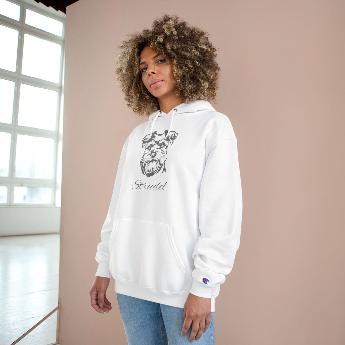 Schnauzer - Personalised Champion® Hoodie (Grey Schnauzer & Personalised Pet Name)