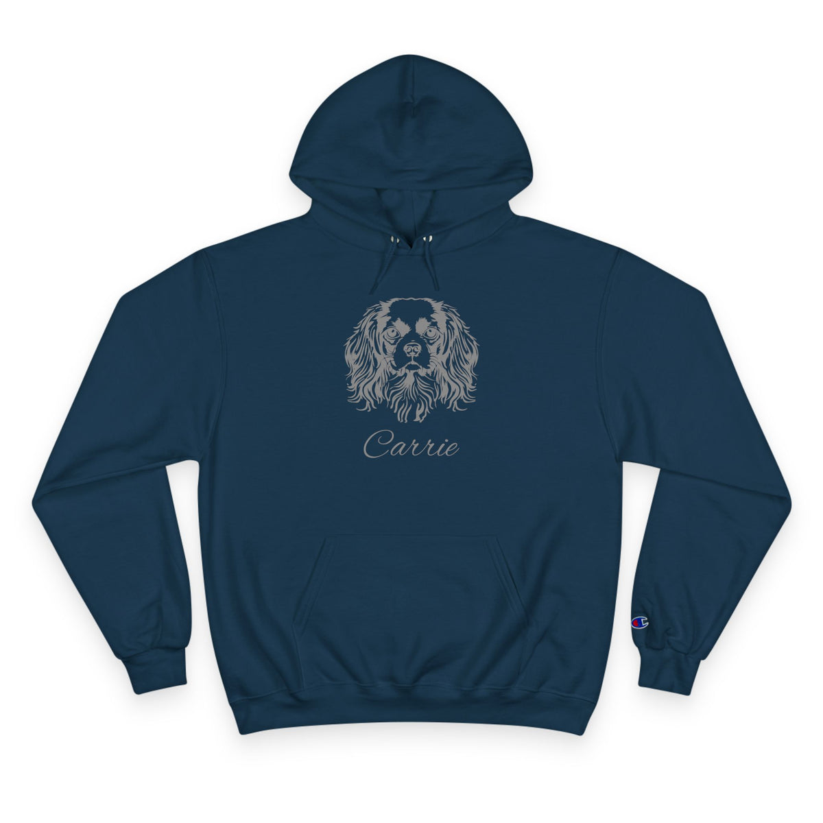 King Charles Cavalier - Personalised Champion® Hoodie (Grey King Charles Cavalier & Personalised Pet Name)