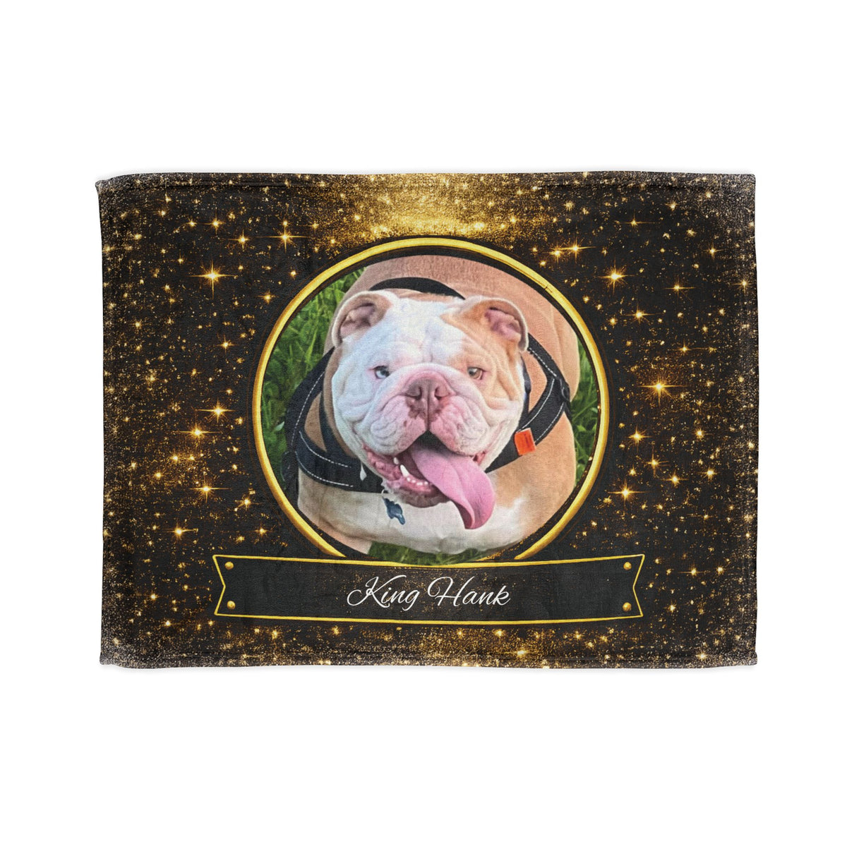 Personalised Golden Twilight Design, Fleece Pet Blanket (Pet Name & Photo)