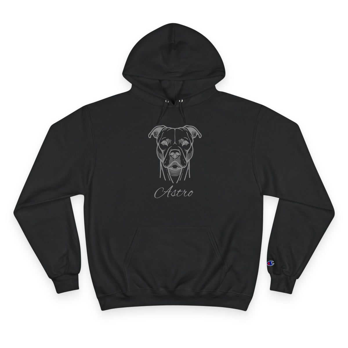 Pit Bull - Personalised Champion® Hoodie (Grey Pit Bull & Personalised Pet Name)