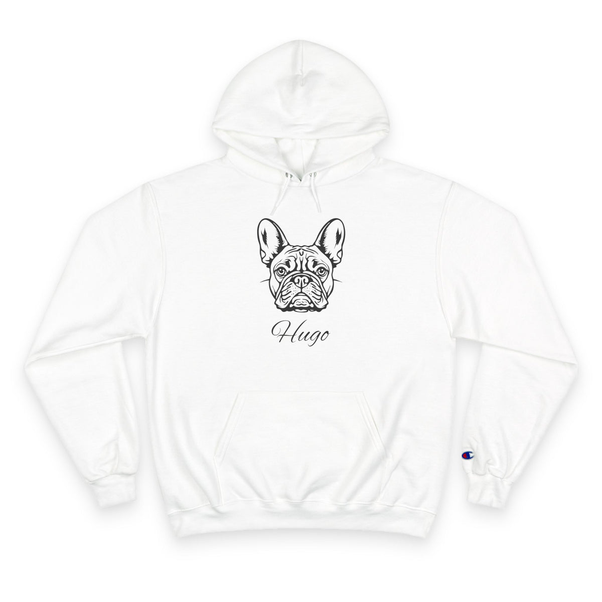 French Bulldog - Personalised Champion® Hoodie (Black French Bulldog & Personalised Pet Name)