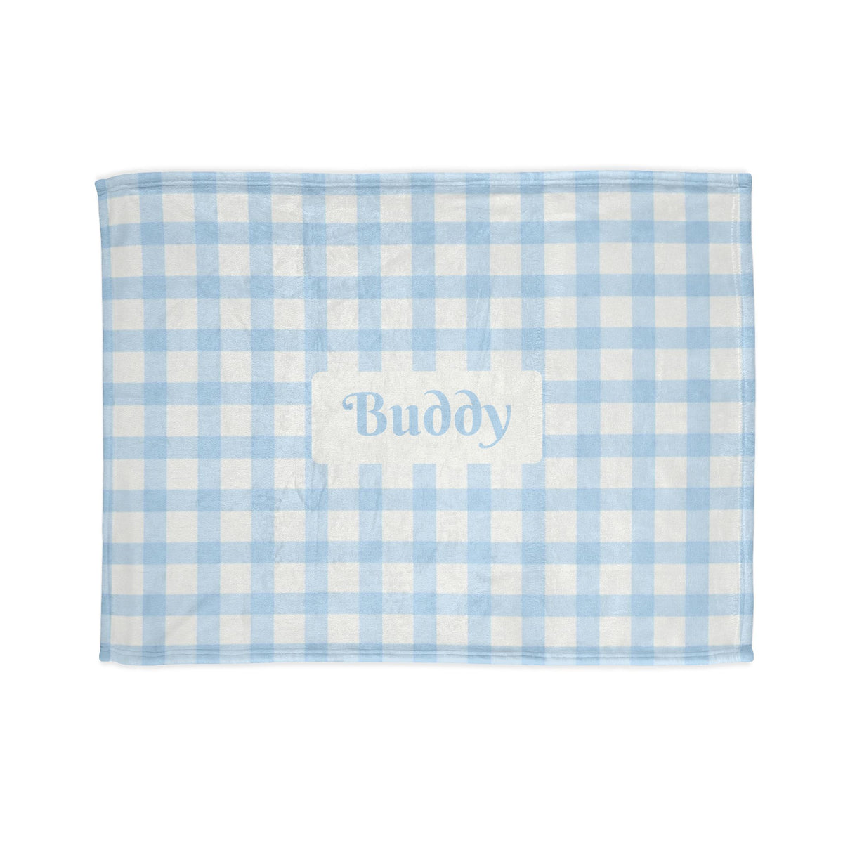 Personalised Baby Blue Gingham Fleece Pet Blanket (Pet Name)
