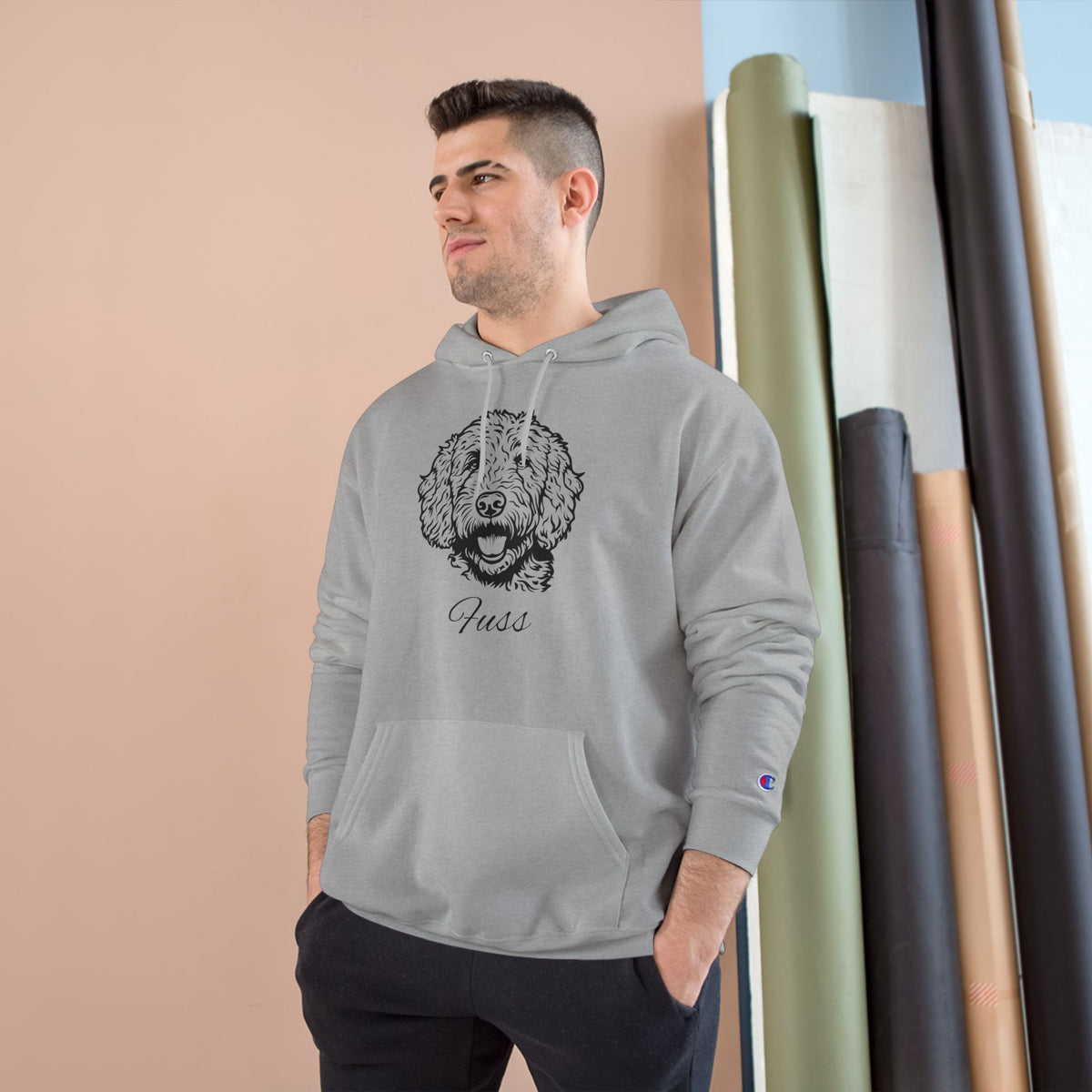Groodle - Personalised Champion® Hoodie (Black Groodle & Personalised Pet Name)