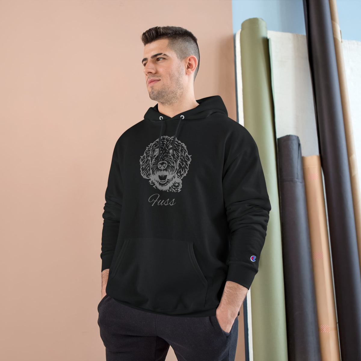 Groodle - Personalised Champion® Hoodie (Grey Groodle & Personalised Pet Name)